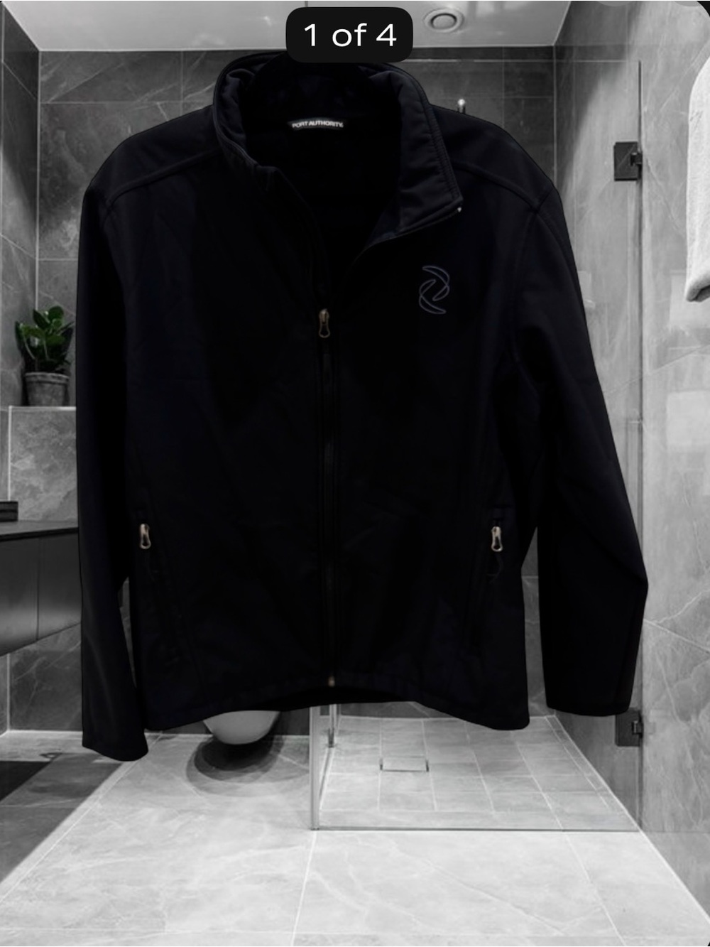 Men’s Port Authority soft shell zip jacket with zip pockets- fleece lined size L